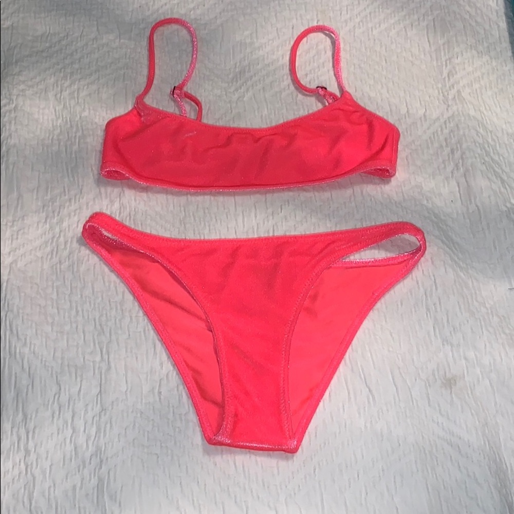 Hot pink velvet triangl bathing suit